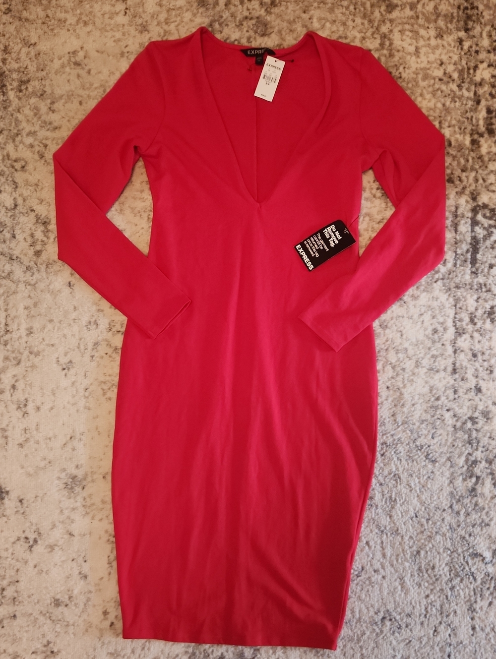 Express Long Sleeve Midi Dress in Red Size Small NWT